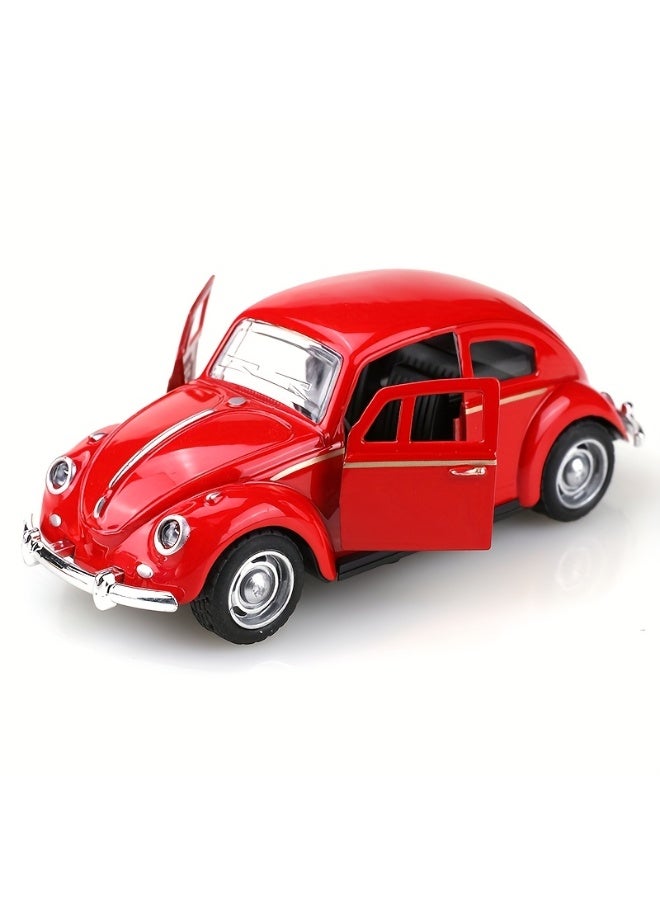 سيارة نموذجية من المعدن المصبوب بمقياس 1:38 - لون أحمر كلاسيكي عتيق، أبواب ونوافذ قابلة للفتح، سيارة لعبة قابلة للتجميع مع تصميم داخلي مرئي، هدية عيد ميلاد مثالية، لعبة سيارة، هدية للأطفال - Image 4